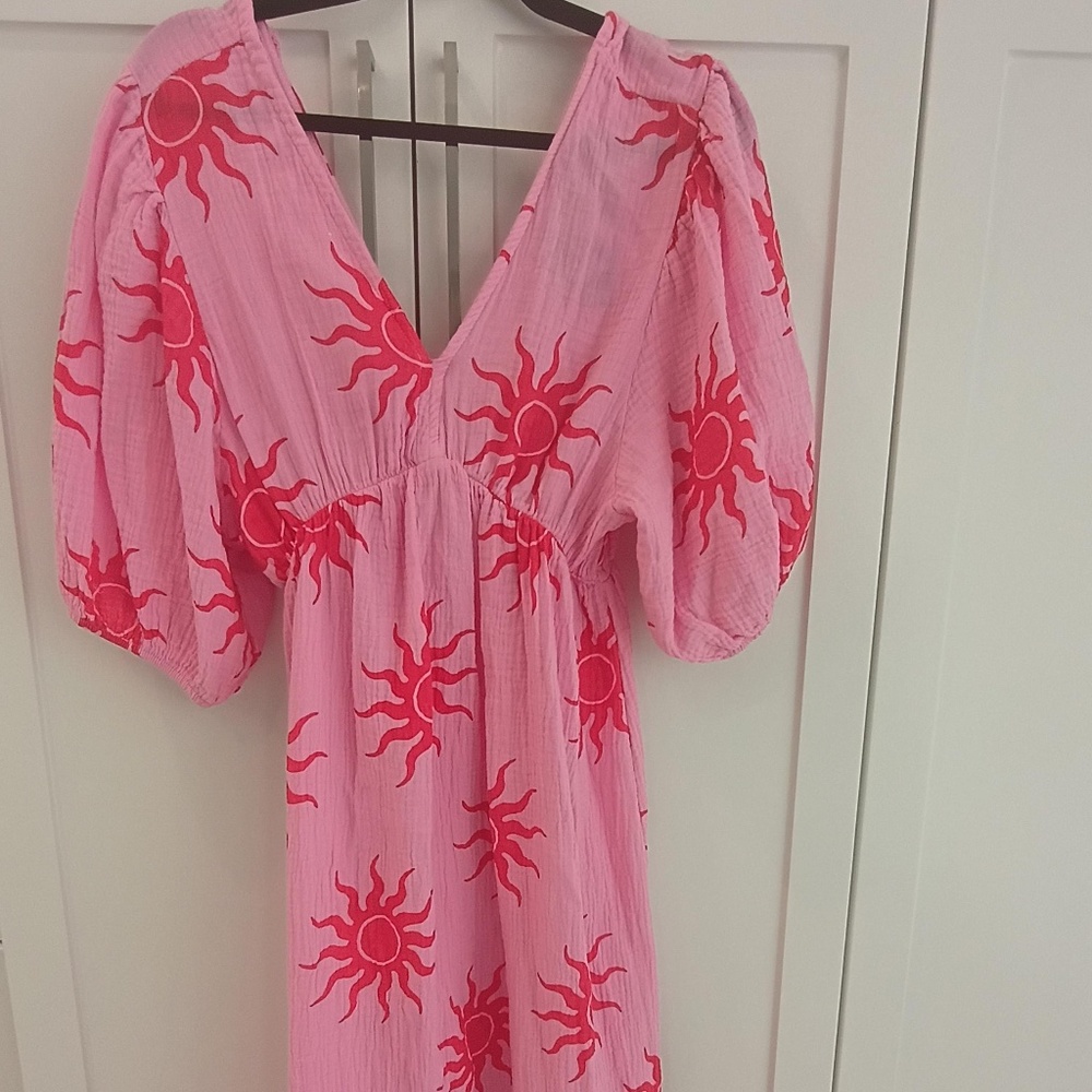 Lovely Pink & Red Cotton Dress*NEW